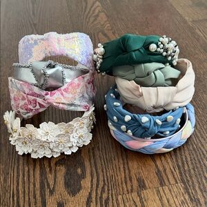 Colorful Headband Set with Floral and Pearl Accents